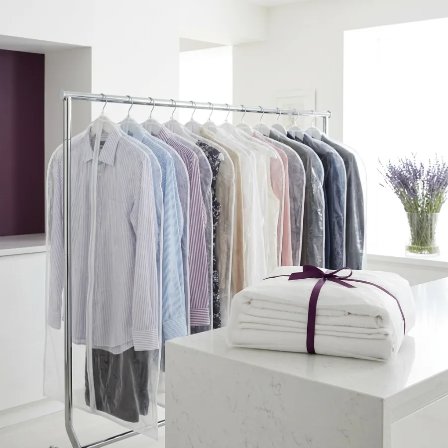 Packing cleaned garments for return